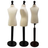 Children Kids Age 2-4 Years Tailors Dummy Mannequin, Cream Torso Bust with a Black Wood Round Base